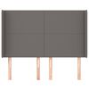 vidaXL Hoofdbord met randen 147x16x118/128 cm kunstleer grijs