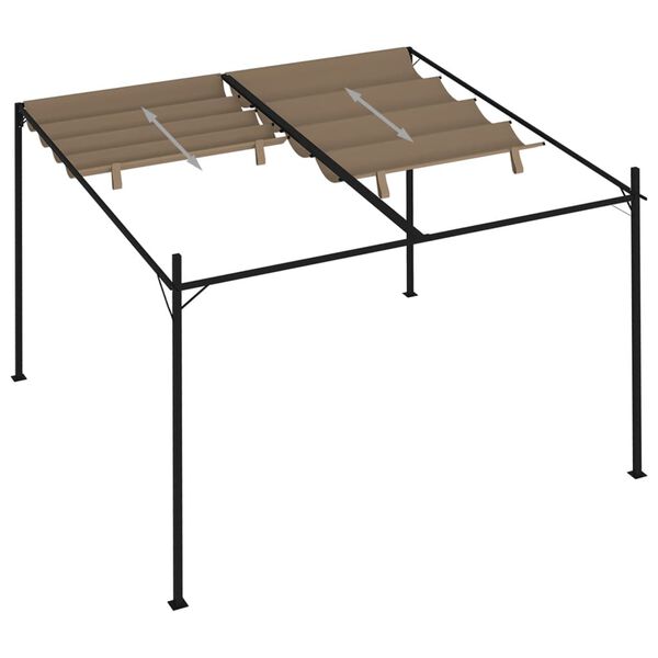 vidaXL Prieel met uittrekbaar dak 300x300x233 cm taupe