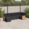 vidaXL 7-delige Loungeset met kussens poly rattan zwart