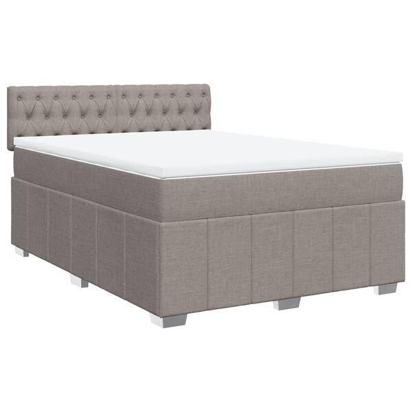 vidaXL Boxspring met matras stof taupe 140x190 cm