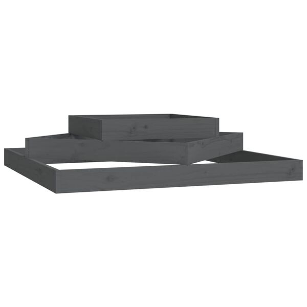vidaXL Plantenbak 112x112x27 cm massief grenenhout grijs