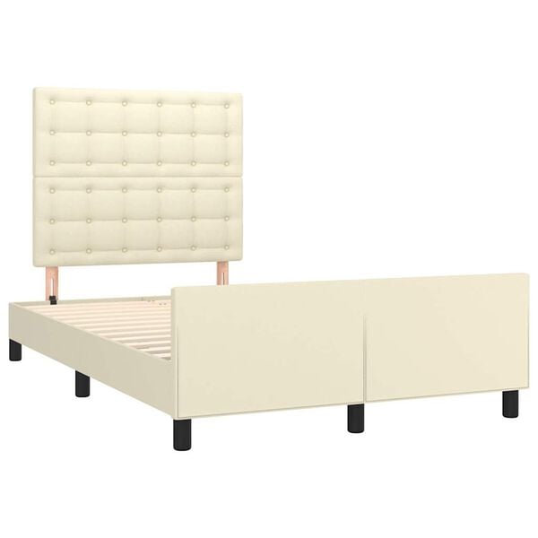 vidaXL Bedframe zonder matras 120x190 cm kunstleer cr&egrave;me