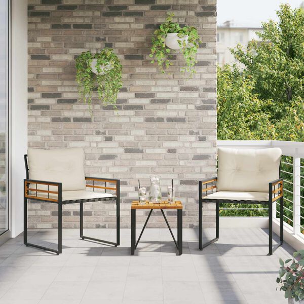 vidaXL Buitenmeubelset met kussen 3 pcs Cr&egrave;me