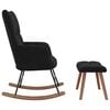 vidaXL Schommelstoel met voetenbank fluweel zwart