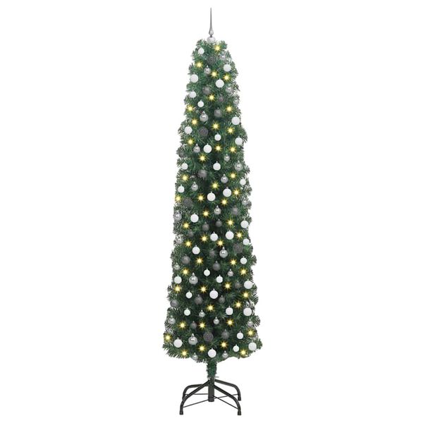 vidaXL Kunstkerstboom Groen 240 cm PVC en Staal en Kunststof