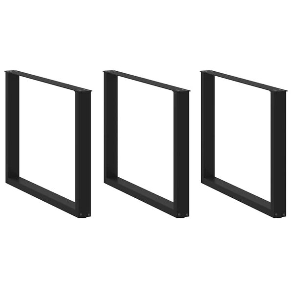 vidaXL Eettafelpoten 3 st U-vormig 100x(72-73) cm staal zwart