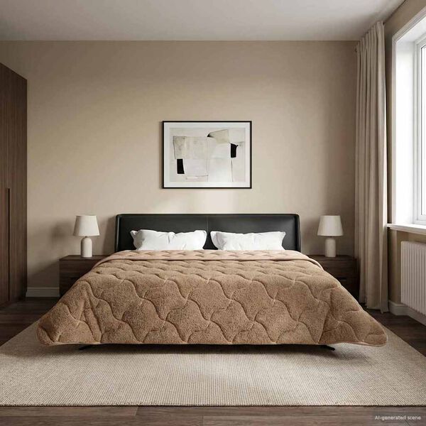 vidaXL Vol jaar dekbed Taupe 200 x 220 cm Microfiber en Teddy fleece
