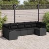 vidaXL Tuin Sofa Set met kussen 7 pcs Zwart Poly Rattan
