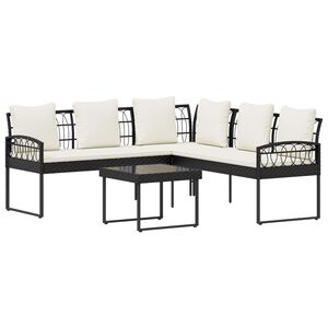 vidaXL Tuinbankenset met kussen 2 pcs Zwart Staal