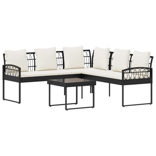 vidaXL Tuinbankenset met kussen 2 pcs Zwart Staal