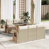 vidaXL 6-delige Loungeset met kussens poly rattan beige