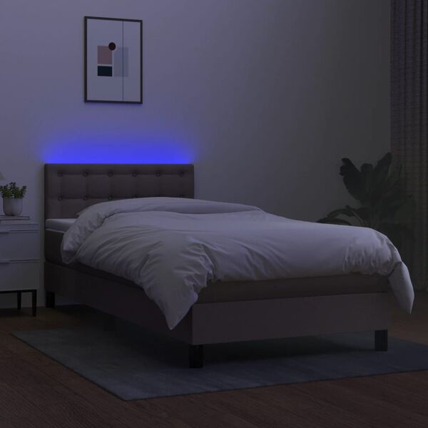 vidaXL Boxspring met matras en LED stof taupe 100x200 cm