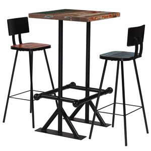 vidaXL 3-delige Barset massief gerecycled hout meerkleurig