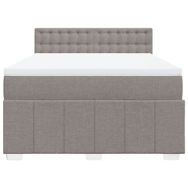 vidaXL Boxspring met matras stof taupe 140x200 cm