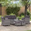 vidaXL 6-delige Loungeset met kussens poly rattan donkergrijs