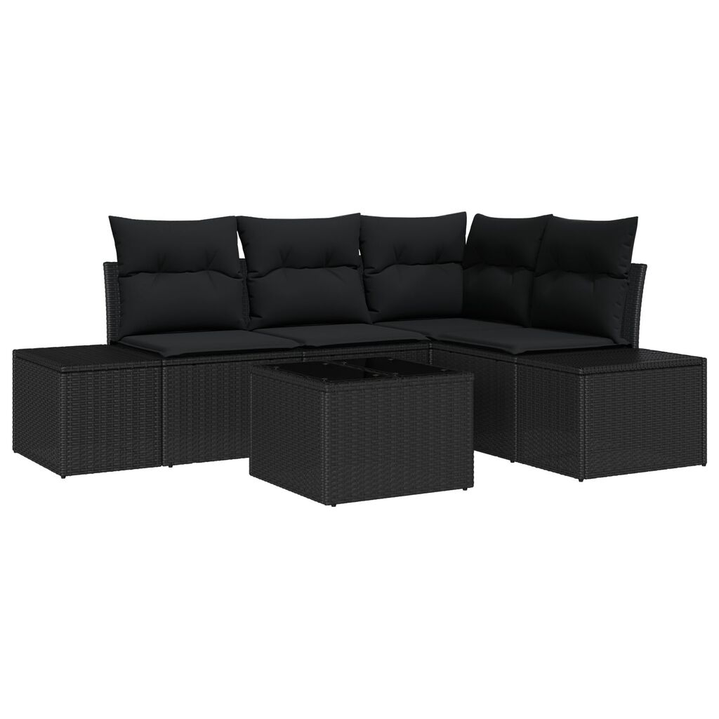 vidaxl vidaXL 5-delige Tuin Sofa Set met Kussens Beigekleurige Poly Rattan
