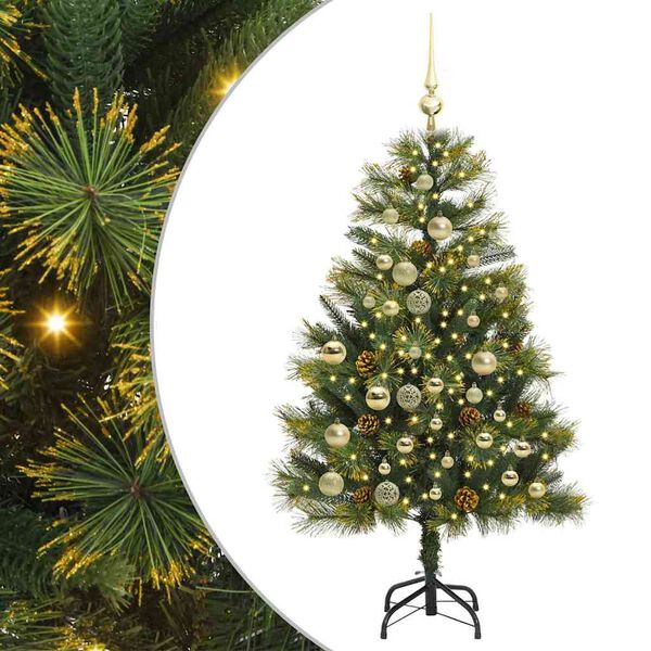 vidaXL Kunstmatige Scharnier Kerstboom met Cones Groen 120 cm