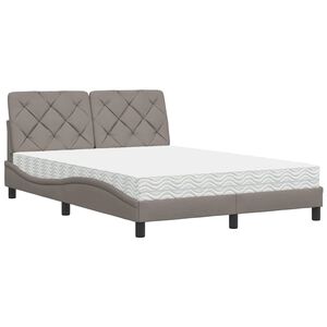 vidaXL Bed met matras stof taupe 120x200 cm