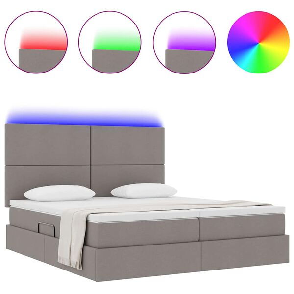 vidaXL Bed met LED-striplichten met hoofdeinde Taupe 180 x 200 cm Stof