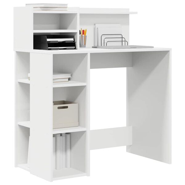 vidaXL Bureau met plank met opslag Wit 90 x 48 x 101,5 cm Bewerkt hout