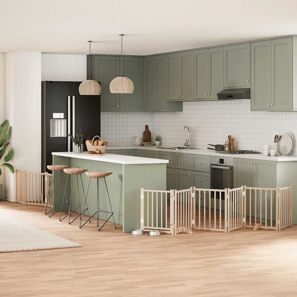 vidaXL Hondenhek inklapbaar met deur 9 panelen 450 cm populierenhout