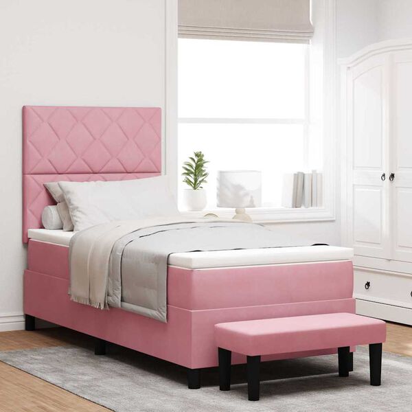 vidaXL Boxspring bed met matras Roze 90 x 190 cm Fluweel