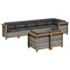 vidaXL 8-delige Loungeset met kussens poly rattan grijs
