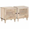 vidaXL Nachtkastje 2 pcs Beige 40 x 33 x 46 cm Massief acaciahout