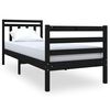 vidaXL Bedframe massief hout zwart 75x190 cm