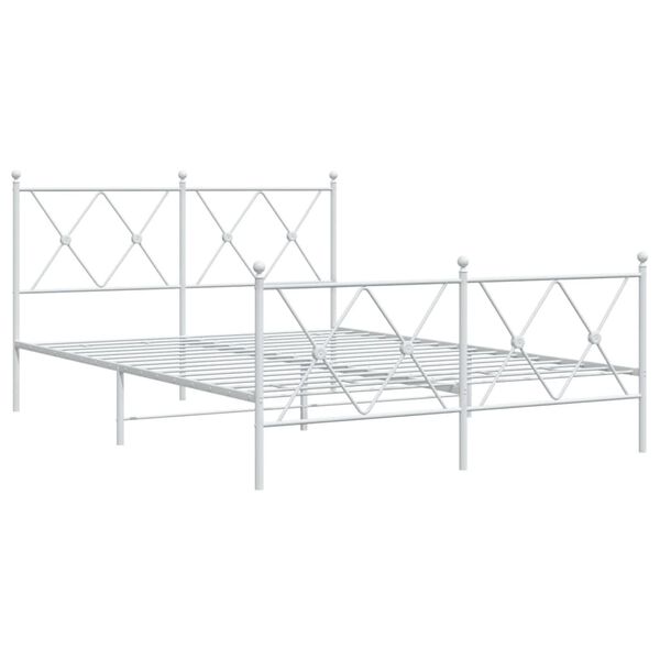 vidaXL Bedframe met hoofd- en voeteneinde metaal wit 140x190 cm