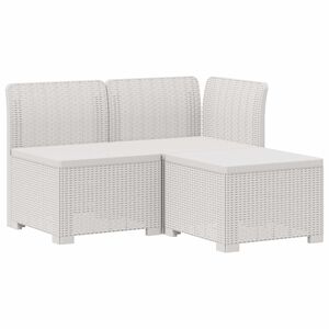 vidaXL 3-zits Tuinbank in Rattan Look PP Wit