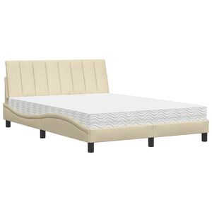 vidaXL Bed met matras "Hanko" stof cr&egrave;mekleurig 140x200 cm