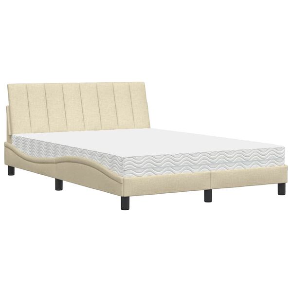 vidaXL Bed met matras "Hanko" stof cr&egrave;mekleurig 140x200 cm