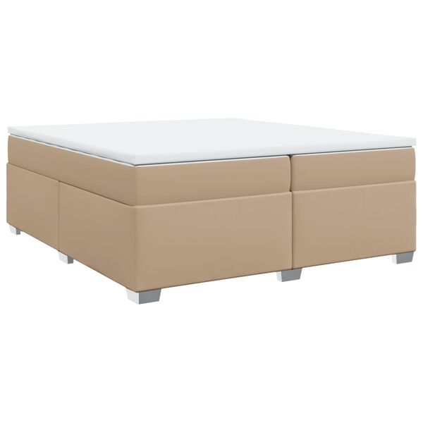 vidaXL Boxspring met matras kunstleer cappuccinokleurig 200x200 cm