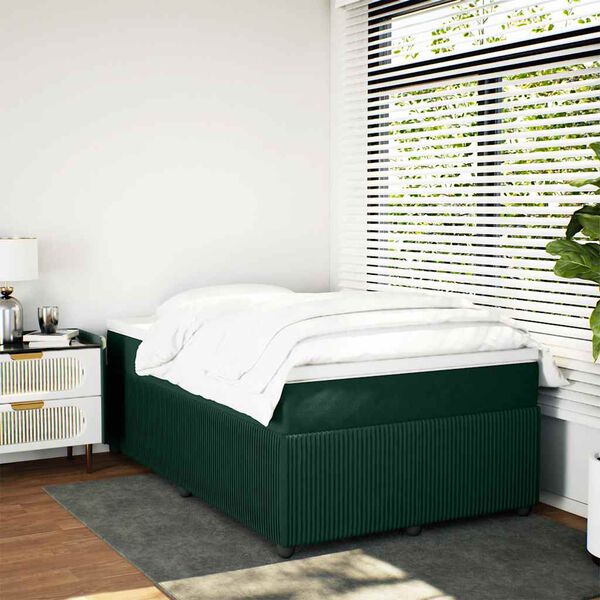 vidaXL Boxspring met matras fluweel donkergroen 120x190 cm