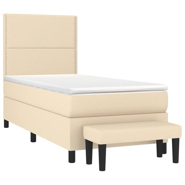 vidaXL Boxspring met matras stof cr&egrave;mekleurig 90x190 cm
