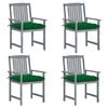 vidaXL Tuinstoelen 4 st met kussens massief acaciahout grijs