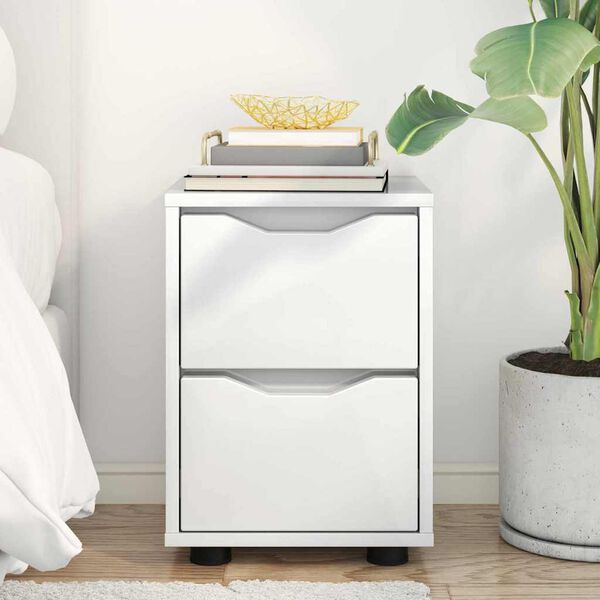 vidaXL Nachtkastje Hoogglans wit 30,5 x 30 x 43 cm Bewerkt hout
