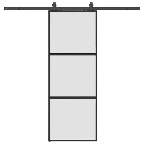 vidaXL Schuifdeur met beslagset 76x205 cm gehard glas zwart