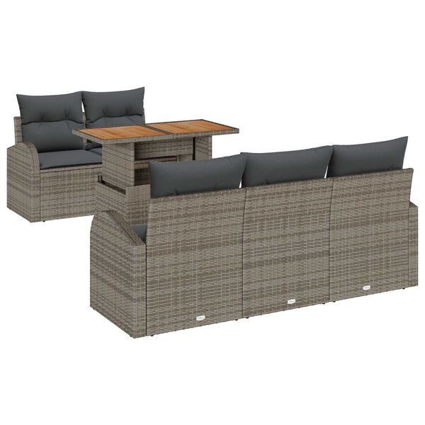 vidaXL Tuin Sofa Set met kussen 6 pcs Grijs