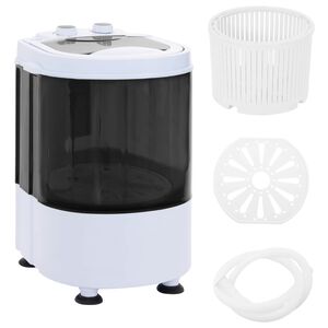 vidaXL Mini Wasmachine met Enkele Wasbak 2,6 kg Zwart en Wit