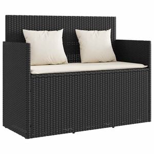 vidaXL Tuinbank met kussens poly rattan zwart