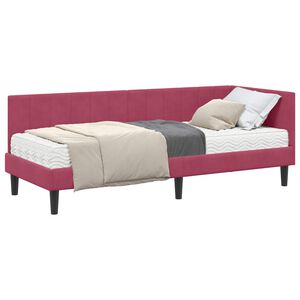 vidaXL Hoekbedframe met Matras 2 st Wijnrood 80 x 200 cm Fluweel