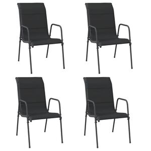vidaXL Tuinstoelen 4 st staal en textileen zwart