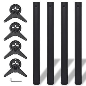 Tafelpoten in hoogte verstelbaar zwart 710 mm 4 st