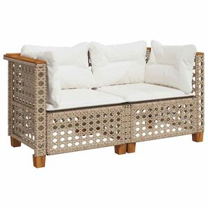 vidaXL Tuinbanken 2 st met kussens poly rattan beige