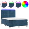 vidaXL Boxspring met matras en LED fluweel donkerblauw 140x200 cm
