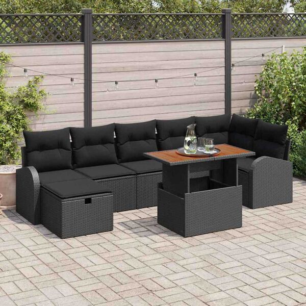 vidaXL Tuin Sofa Set 8 pcs Zwart poly rattan
