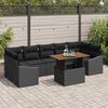 vidaXL Tuin Sofa Set 8 pcs Zwart Poly Rattan en Poedergecoat Staal