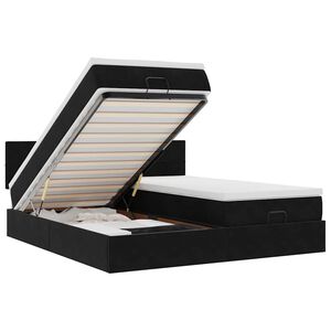 vidaXL Ottoman bed met matrassen en LED's 200x200cm fluweel zwart